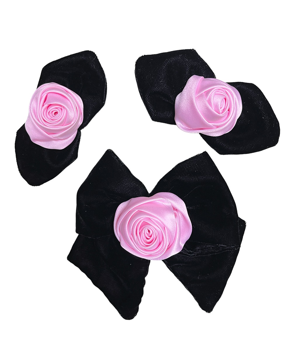 (4type) velvet rose hair clip