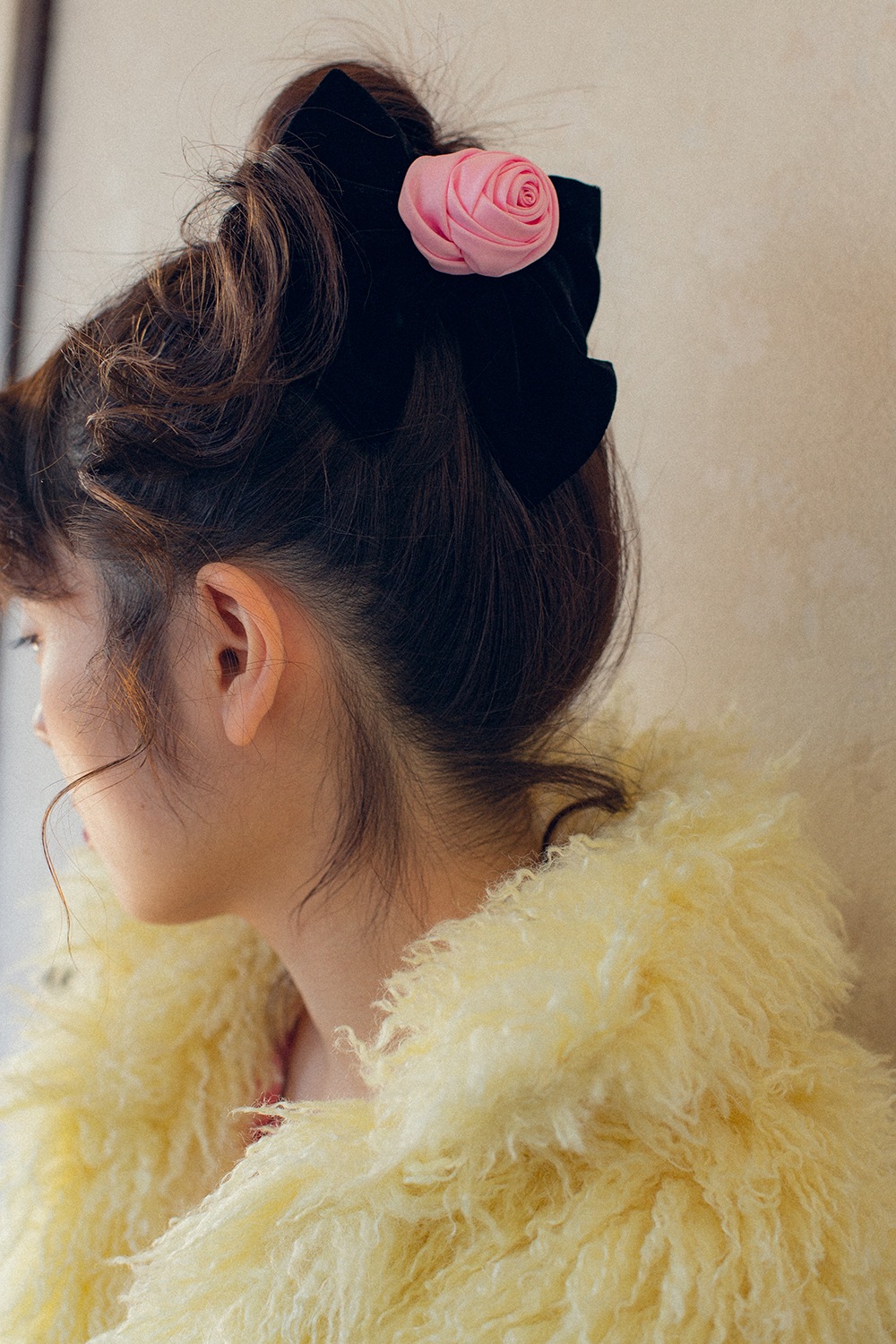 (4type) velvet rose hair clip