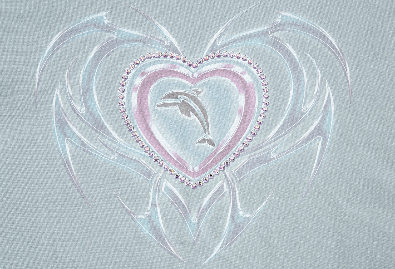 light gray heart dolphin twinkle T-shirt 