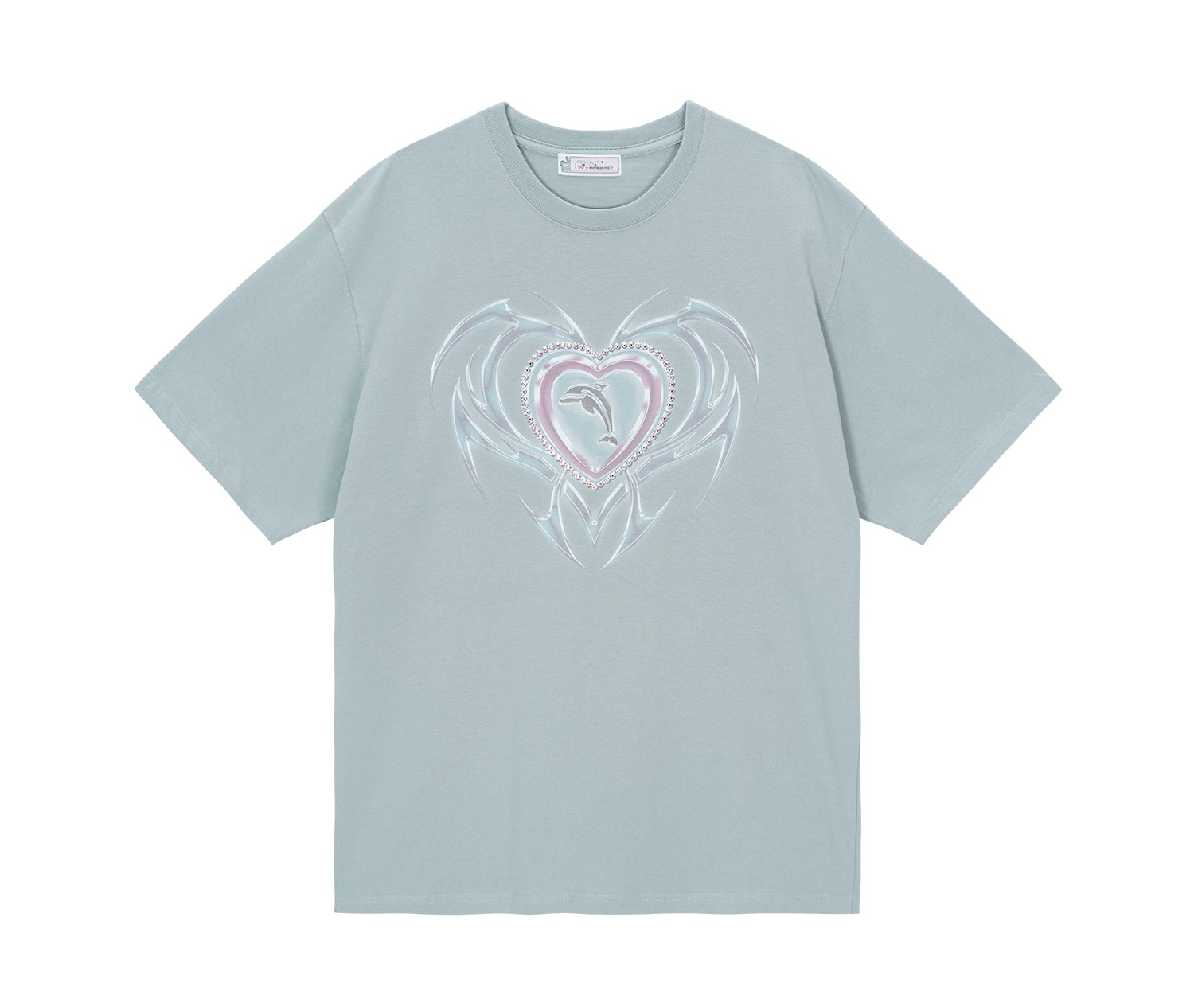 light gray heart dolphin twinkle T-shirt 