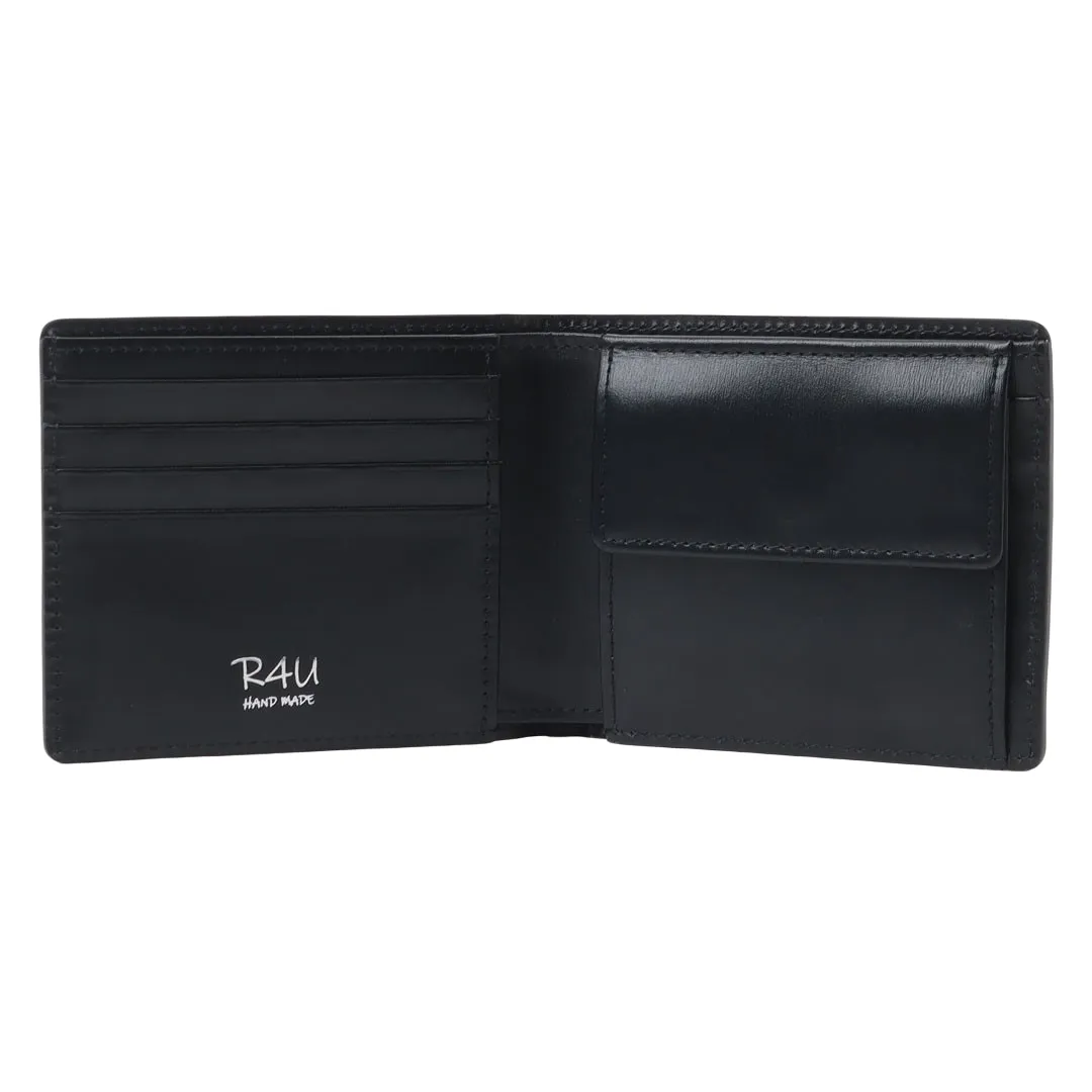 二つ折り財布(コインポケット付) フレンチボックスカーフ BLACK