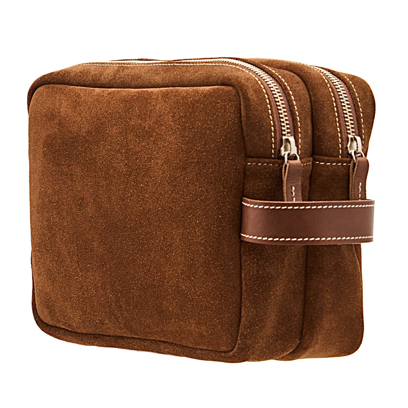 スエードダブルジップポーチ BROWN