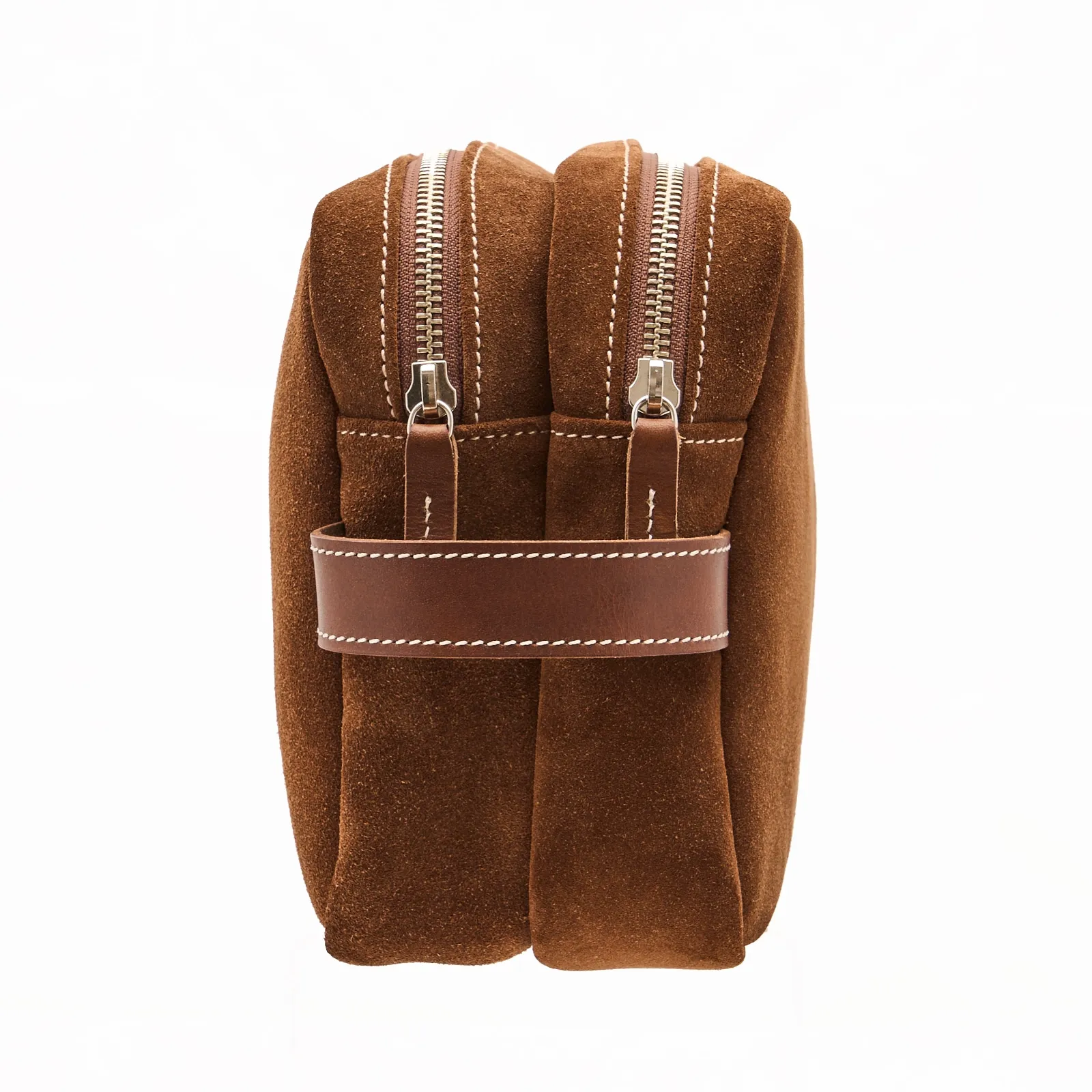 スエードダブルジップポーチ BROWN