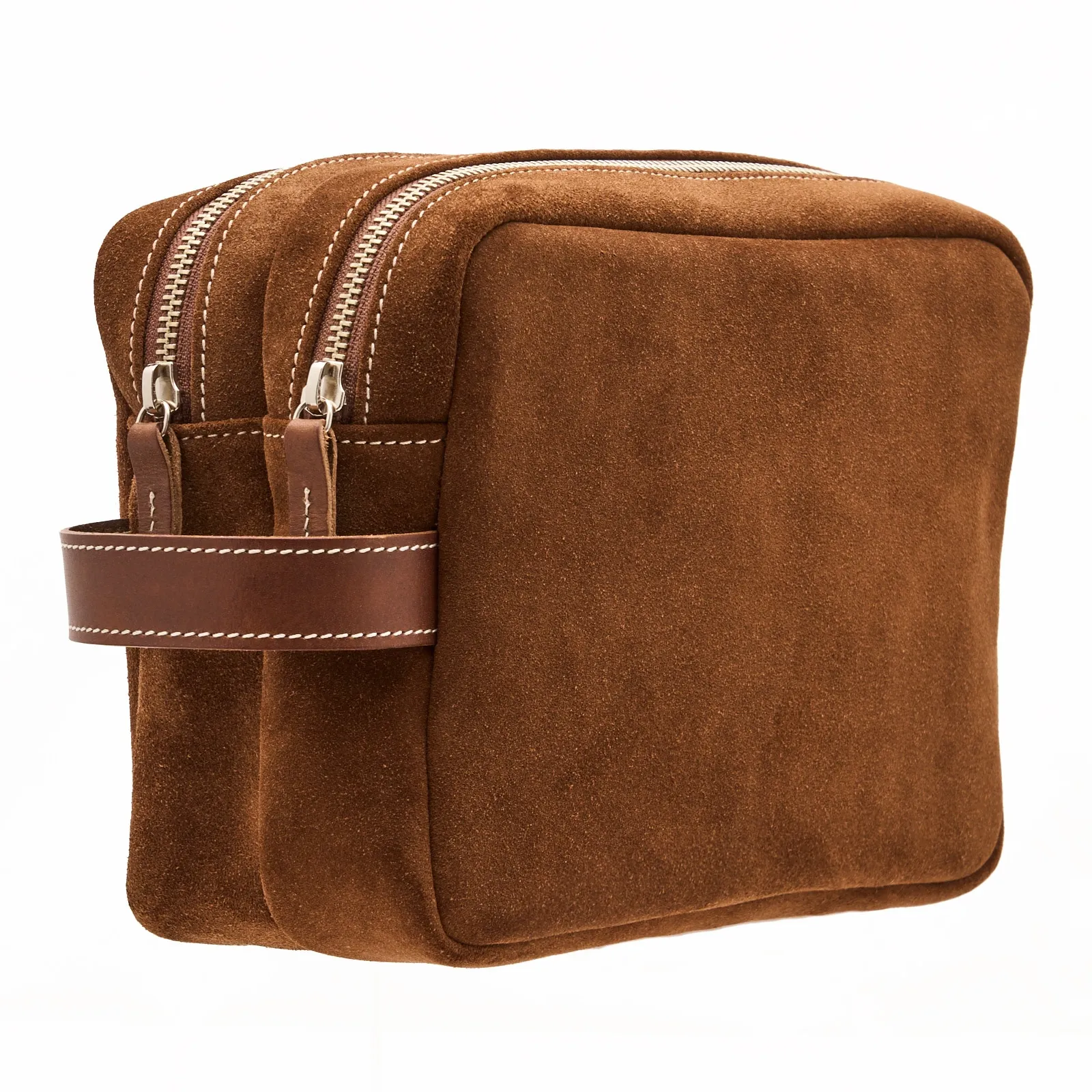 スエードダブルジップポーチ BROWN