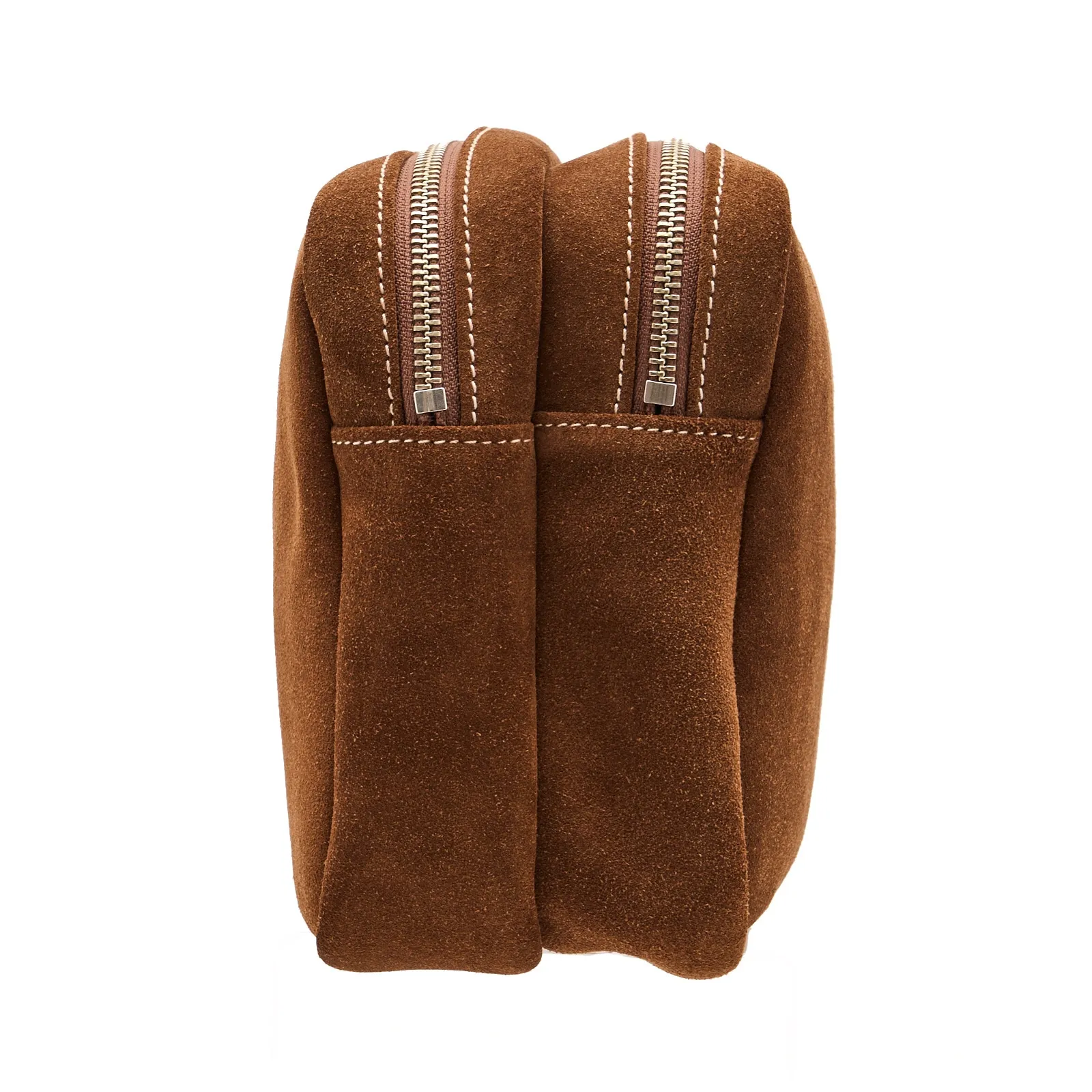スエードダブルジップポーチ BROWN