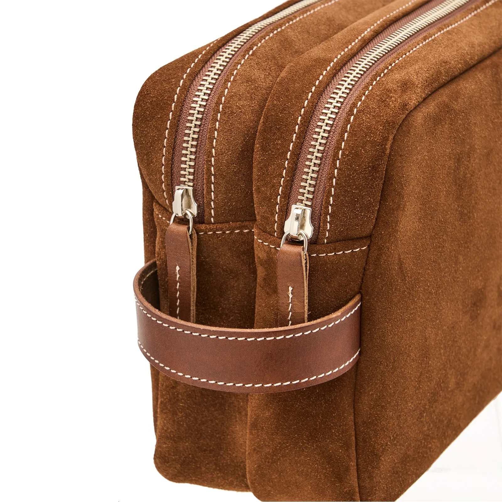 スエードダブルジップポーチ BROWN