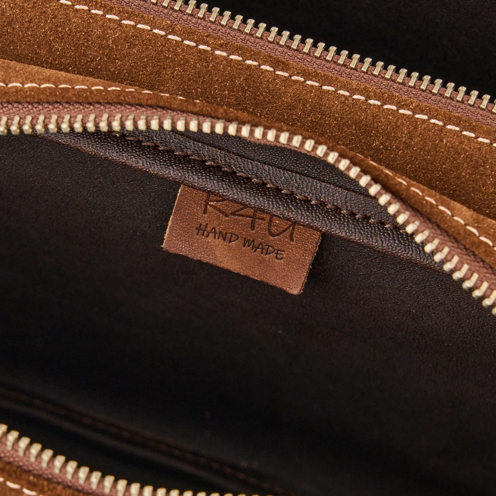 スエードダブルジップポーチ BROWN