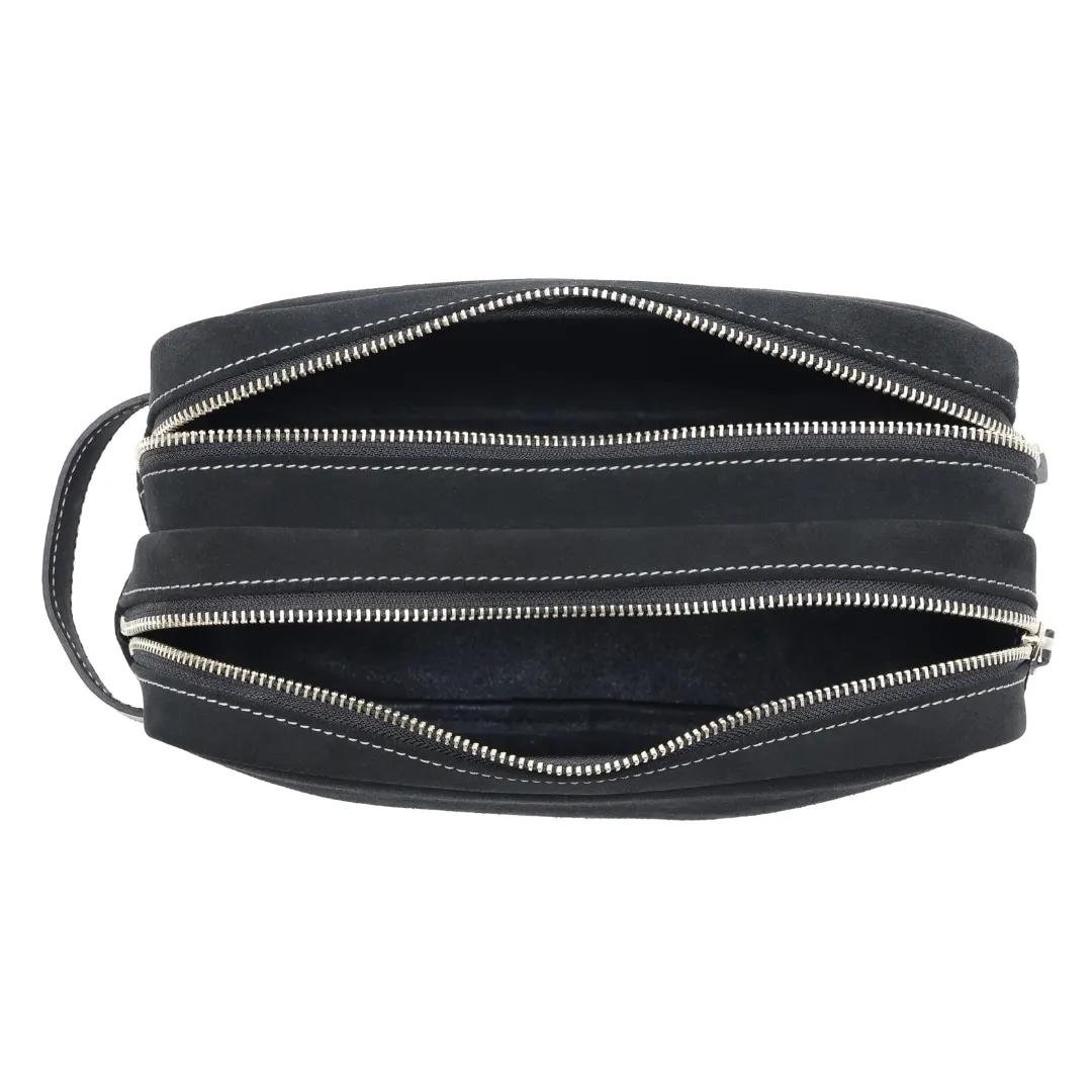 スエードダブルジップポーチ BLACK