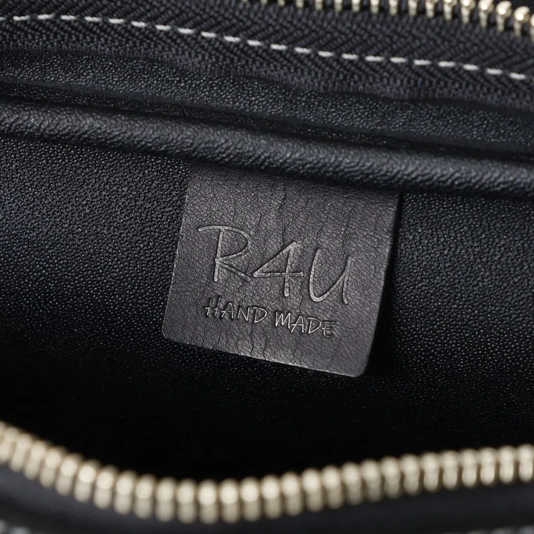 スエードダブルジップポーチ BLACK