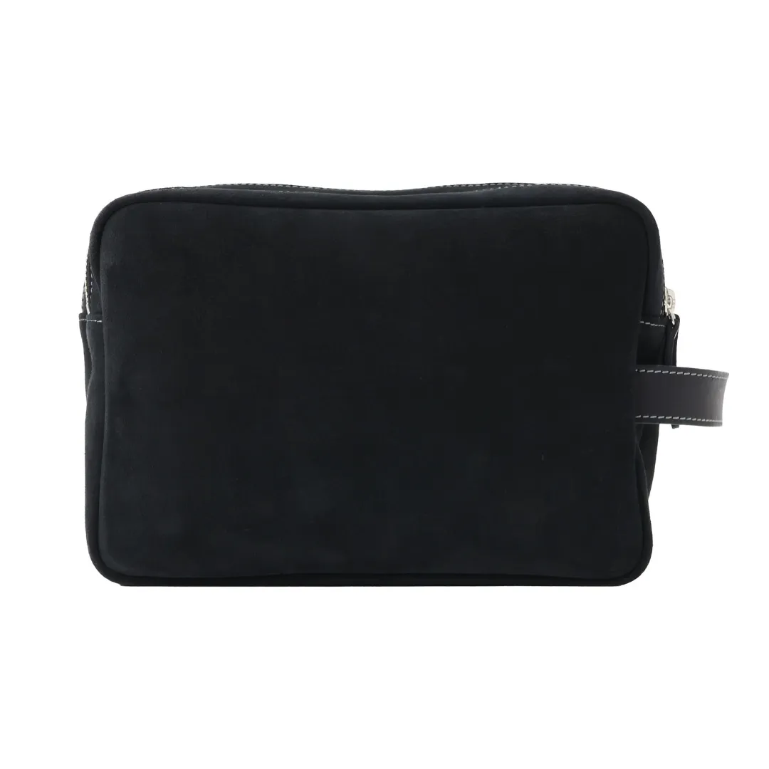 スエードダブルジップポーチ BLACK