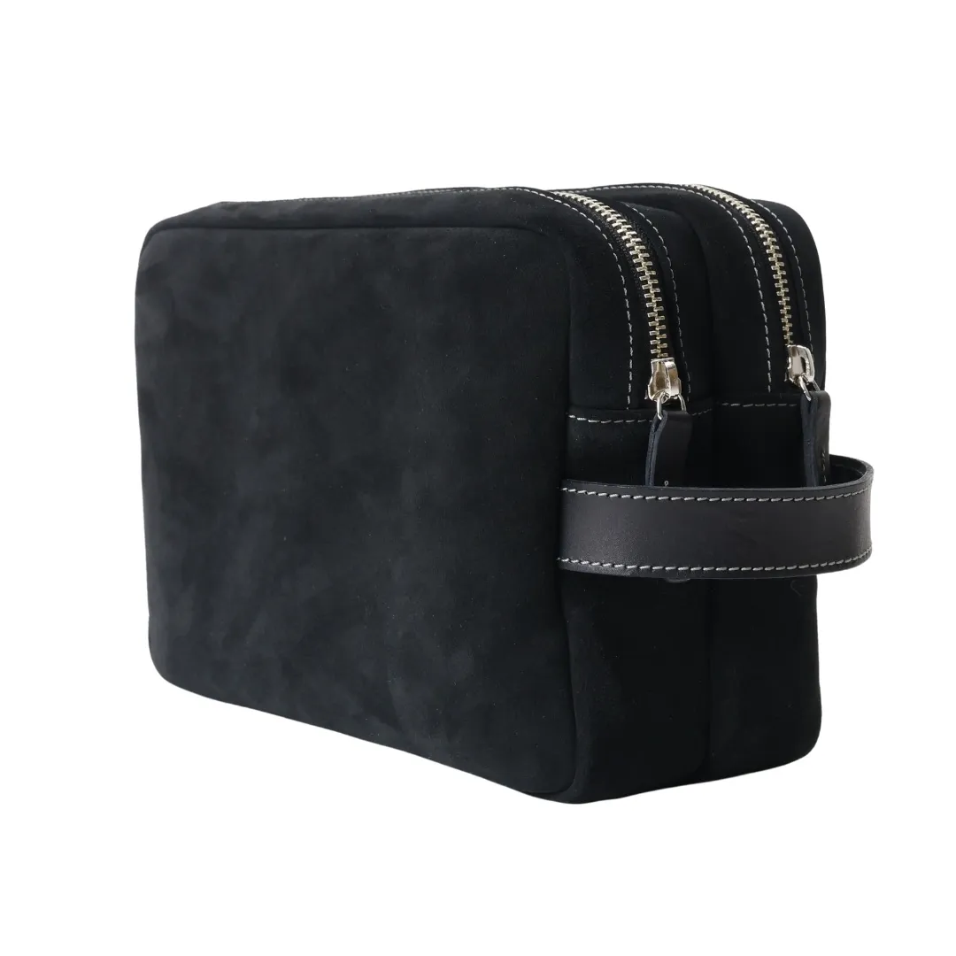 スエードダブルジップポーチ BLACK