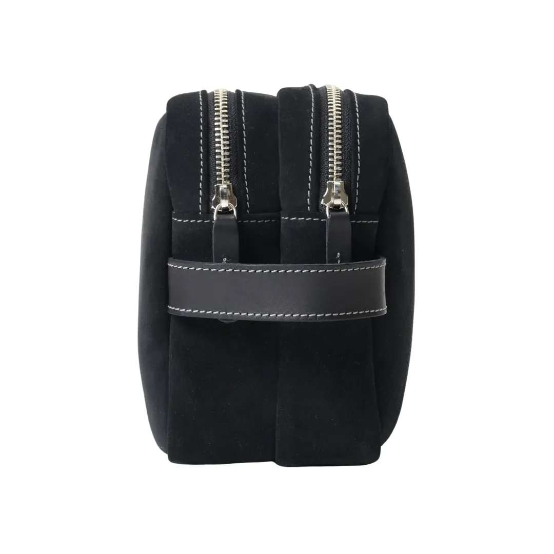 スエードダブルジップポーチ BLACK