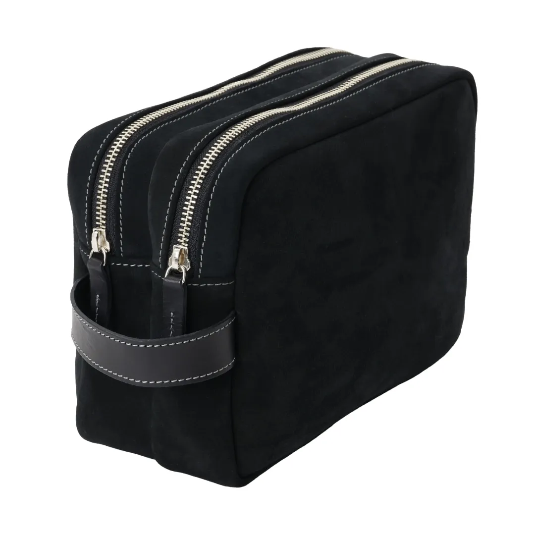 スエードダブルジップポーチ BLACK