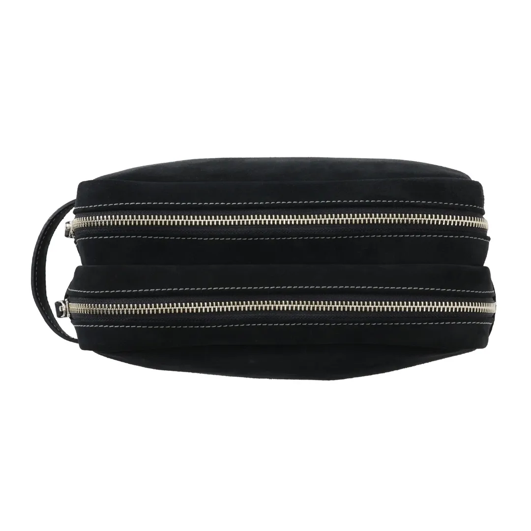 スエードダブルジップポーチ BLACK