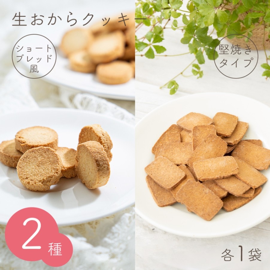 生おからクッキー 堅焼き・ショートブレッド風  2袋セット(各1袋)【送料無料】