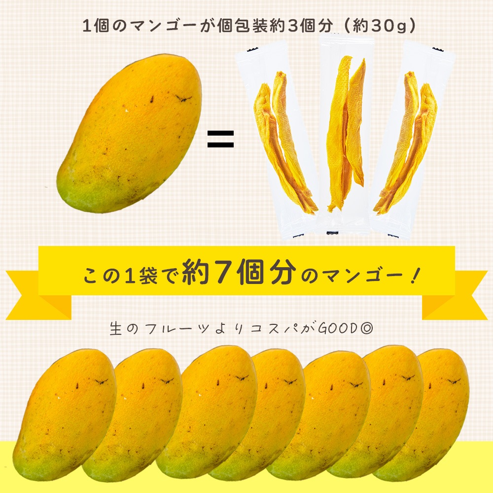 無添加 完熟ドライマンゴー 210g 砂糖不使用・添加物不使用 個包装 【送料無料】