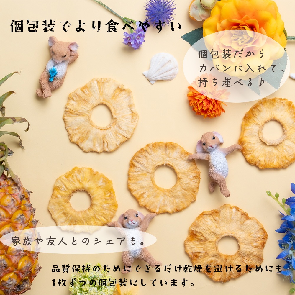 無添加 完熟ドライパイナップル 100g 砂糖不使用・添加物不使用 個包装【送料無料】