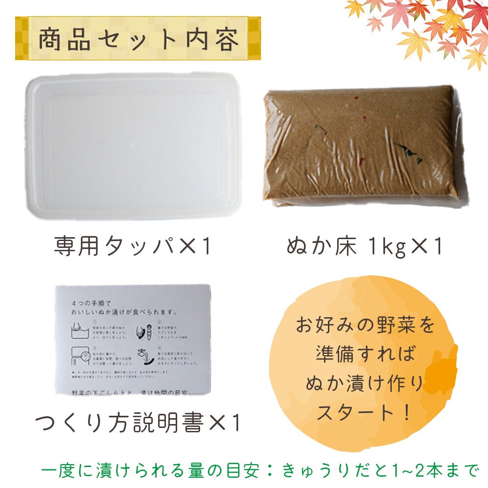 オーガニックわたしのぬか床 1kg タッパー付