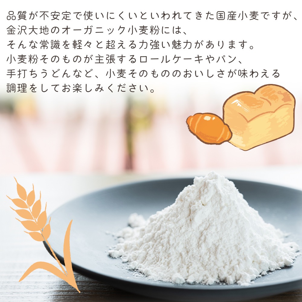 国産有機小麦粉 強力粉ゆきちから 500g