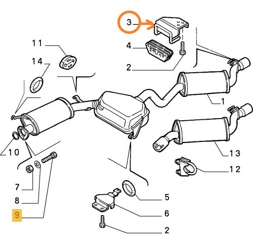 純正品 エキゾーストブラケット(リアエンド ボルト穴2穴タイプ) ALFA145/146/155 2.0TS16V 60812826 46453368