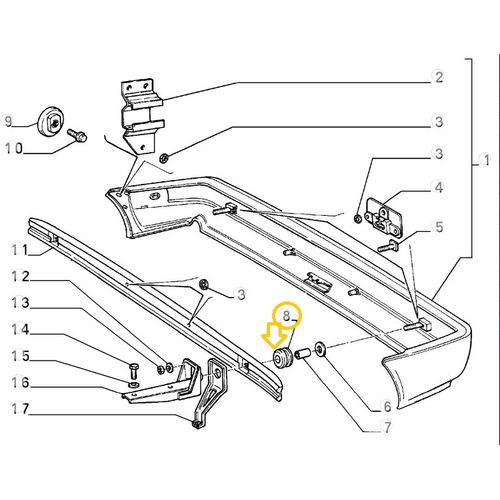 純正品　バンパーブッシュ　前後共通　LANCIA　DELTA(831)　各モデル　　82412447