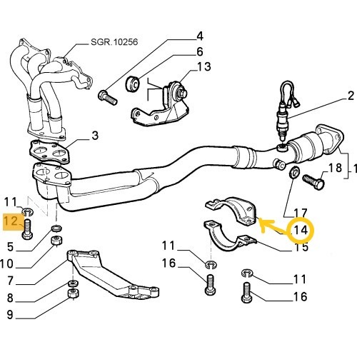 純正品 エキゾースト フロントパイプブラケット(上側) ALFA 4気筒TS16V 60624241