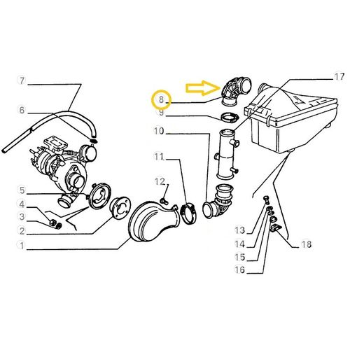 社外品　インテークホース　上側　LANCIA　DELTA（831）16V/Evo　　エアクリーナー～タービン　上側エルボウホース　　82440353　　