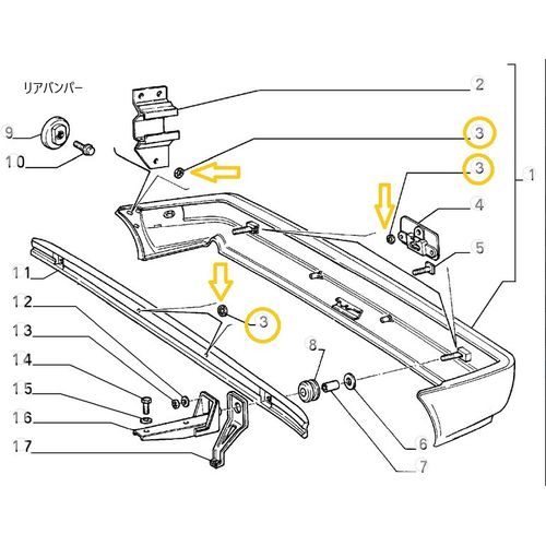 純正品　バンパーロックワッシャー（前後共通）　LANCIA　DELTA(831)　全モデル　　82433745