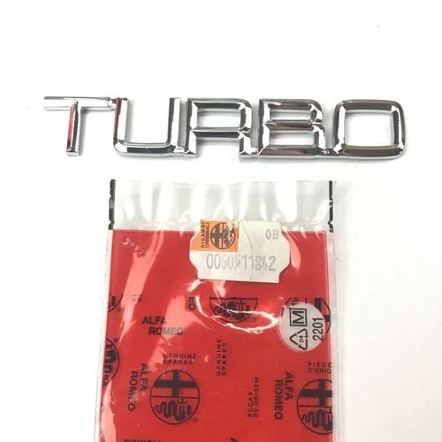 純正品　リアバッジ　TURBO　（120ｍｍ×20mm)　　ALFA　75など　　60511842