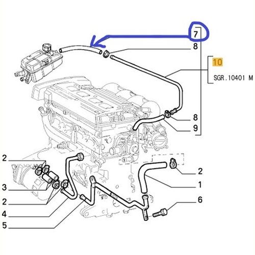 純正品　ウォーターホース　（サブタンク～サーモスタット（サブタンク側））　　ALFA 145/146/155　TS16V　　60652770