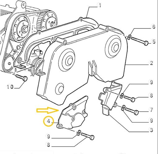 純正品　タイミングベルトカバー　下/後側　ALFA　V6SOHC　155V6、gtv/spider（916）3.0V6　　60560377
