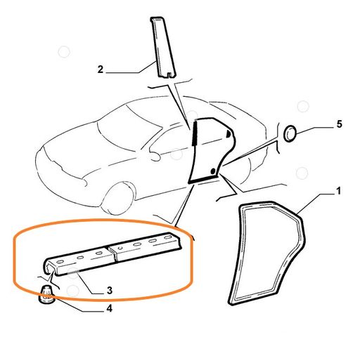純正品 リアドア 右/下部 ウェザーストリップカバー ALFA156 60655365