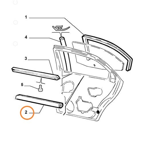 純正品　リアドアガラスモール　室内側　右ドア用　　ALFA156　　60674635