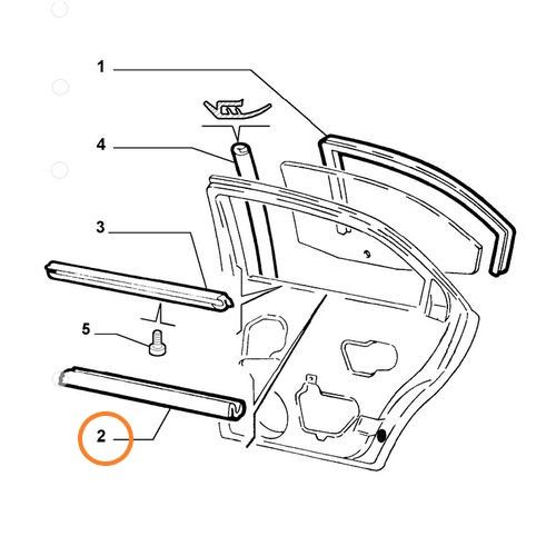 純正品　リアドアガラスモール　室内側　左ドア用　　ALFA156　　60674636
