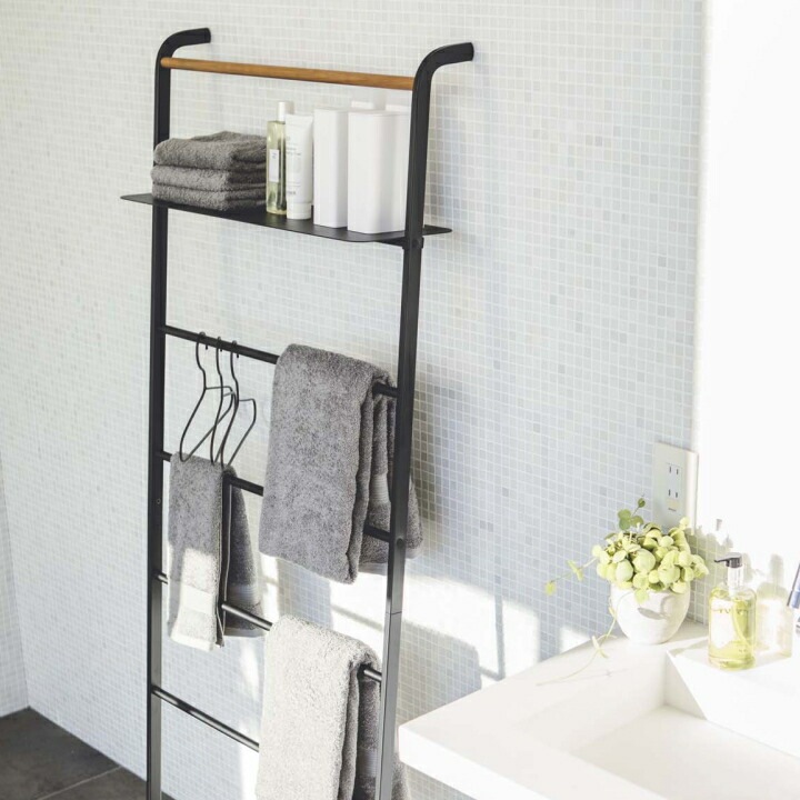 販売終了】ラダーハンガー ワイド 棚付き tower タワー ブラック(送料