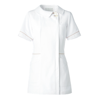 レディスジャケット[ホワイト×ベージュパイピング]