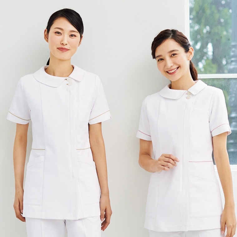 レディスジャケット[ホワイト×ピンクパイピング]