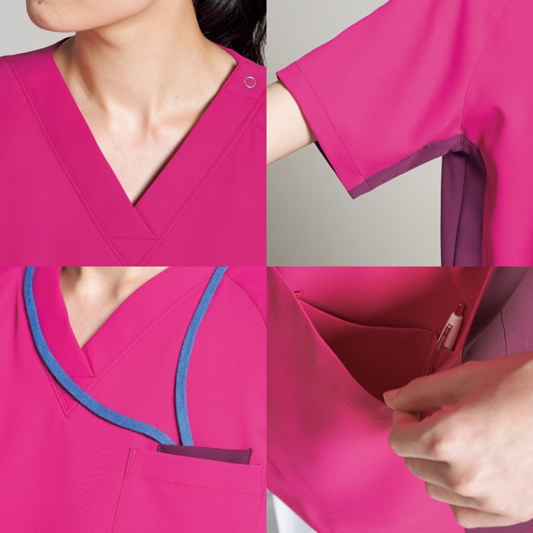 男女兼用プルオーバースクラブ[ネイビー×ダークネイビー]