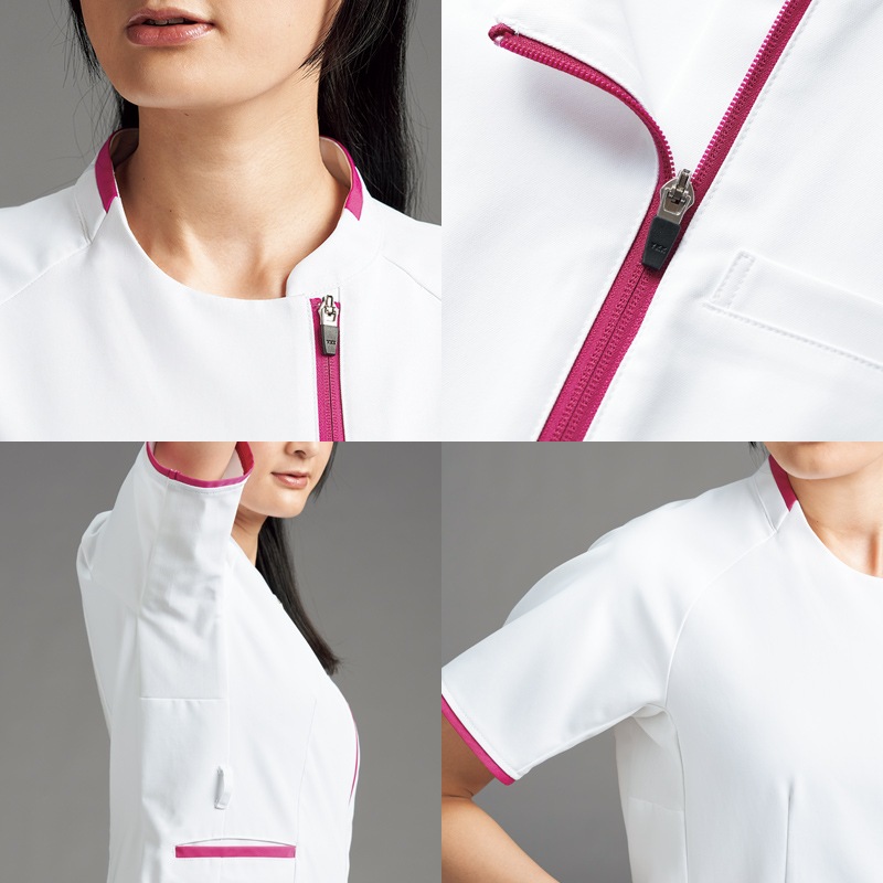 Ath-Medical レディスファスナースクラブ[ホワイト×ネイビー]