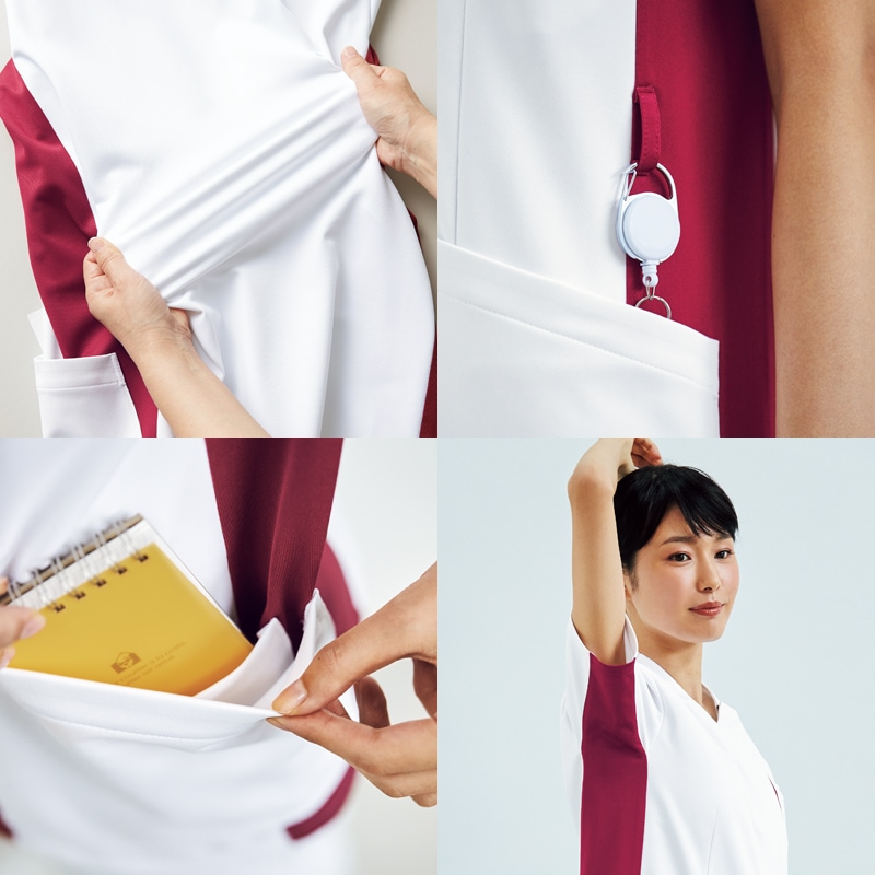 &Color 男女兼用ファスナースクラブ[ホワイト×ディープレッド]