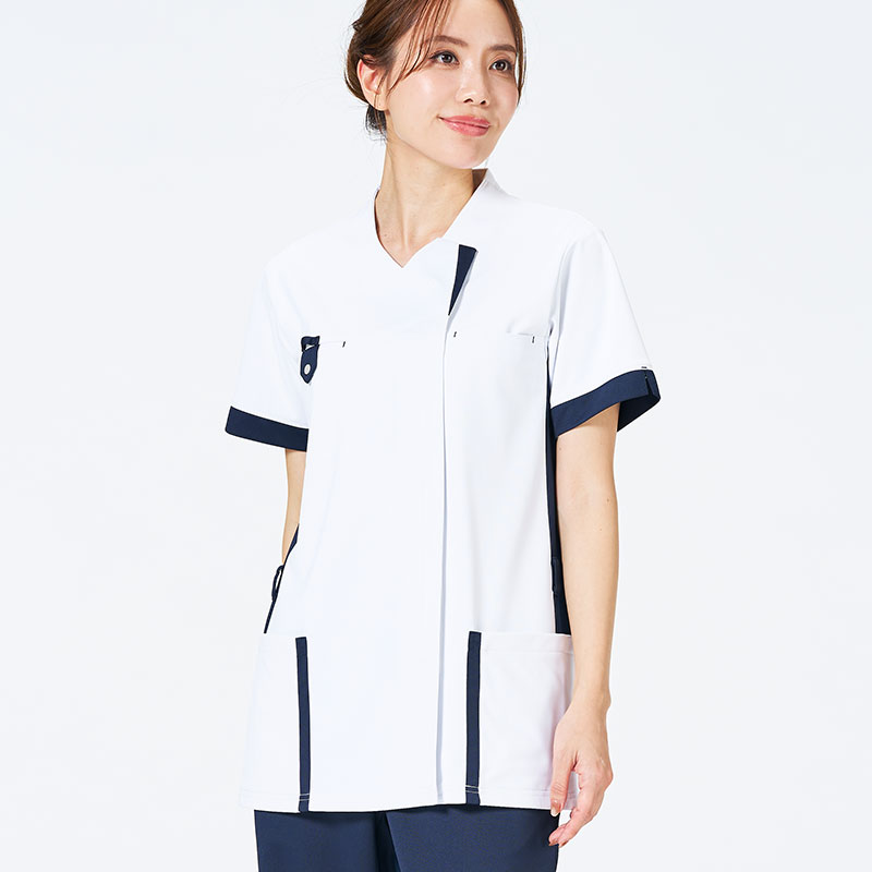 Colorfast 男女兼用ファスナースクラブ[ホワイト×ダークネイビー]