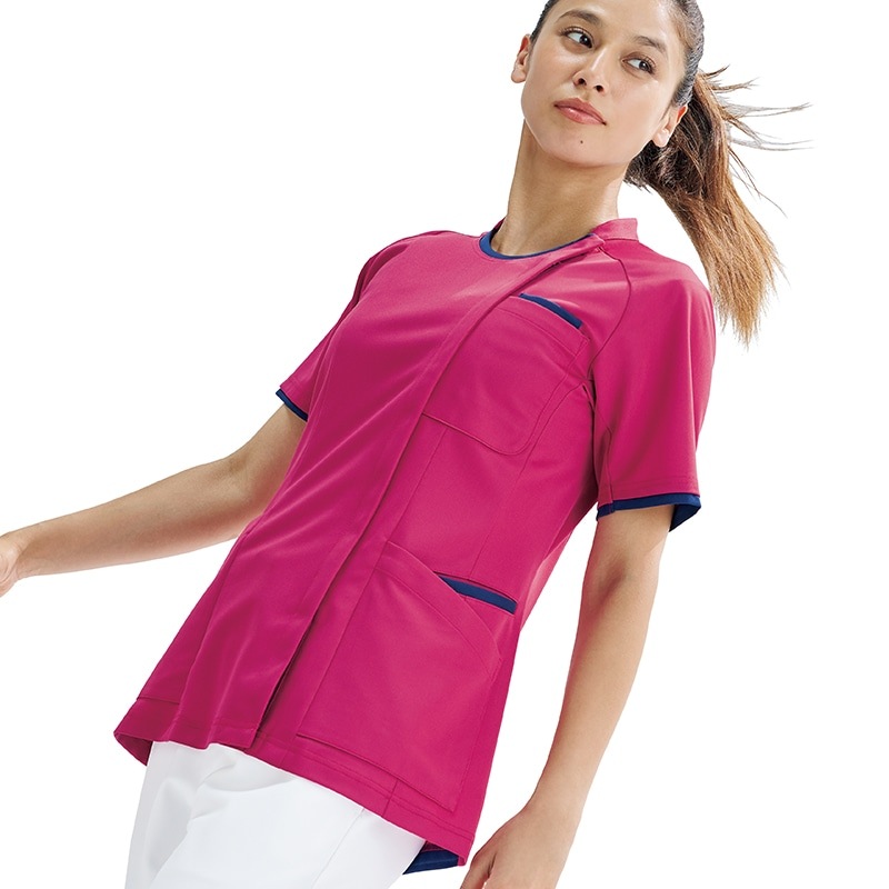 Ath-Medical レディスファスナースクラブ[ローズ×ネイビー]