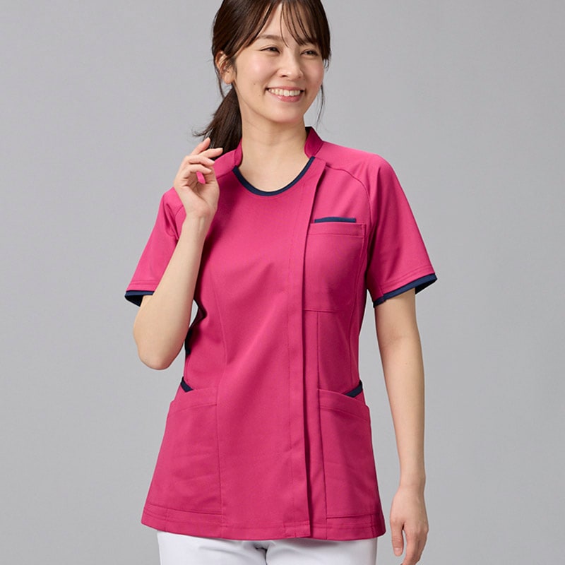 Ath-Medical レディスファスナースクラブ[ローズ×ネイビー]