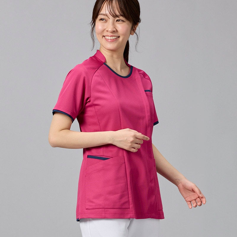 Ath-Medical レディスファスナースクラブ[ローズ×ネイビー]