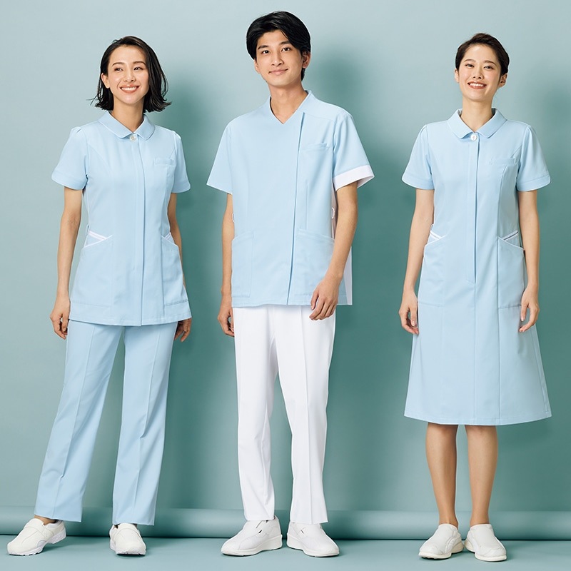 レディスストレートパンツ[サックスブルー]