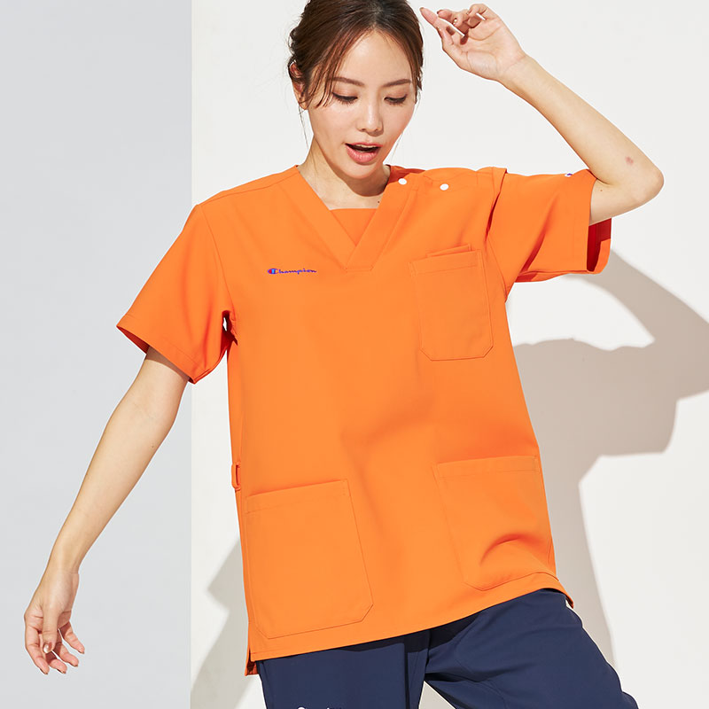 Champion 男女兼用プルオーバースクラブ[オレンジ]