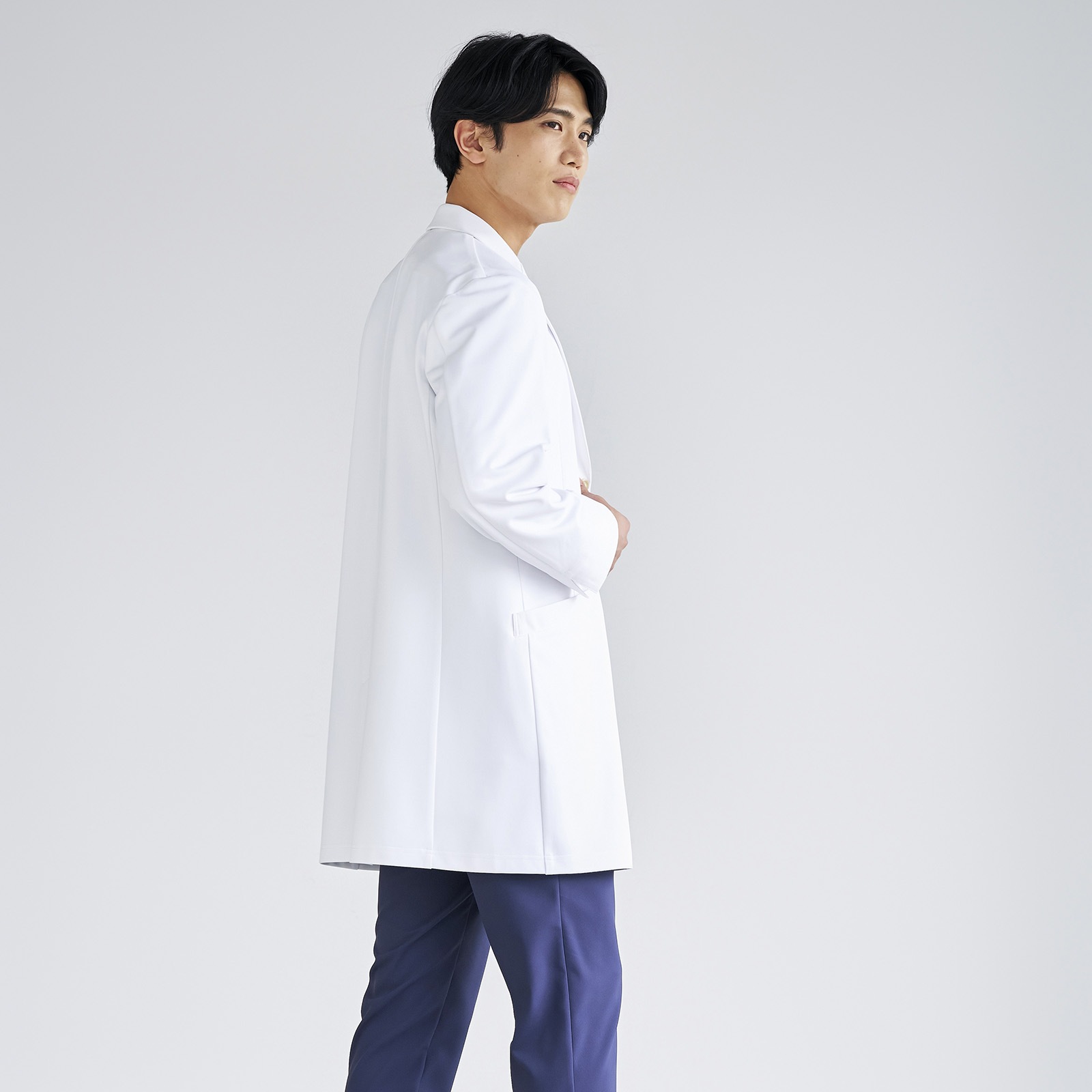 メンズショートコート[ホワイト]ニット素材