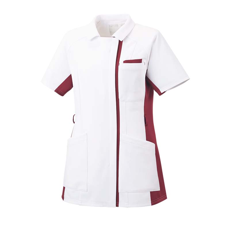 &Color レディスジャケット[ホワイト×ディープレッド]