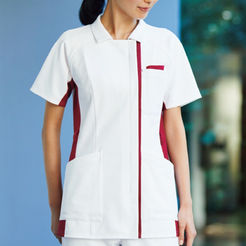 &Color レディスジャケット[ホワイト×ディープレッド]