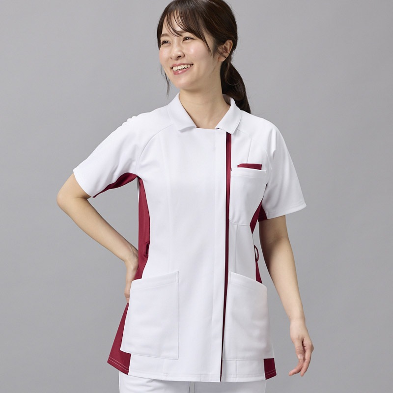 &Color レディスジャケット[ホワイト×ディープレッド]